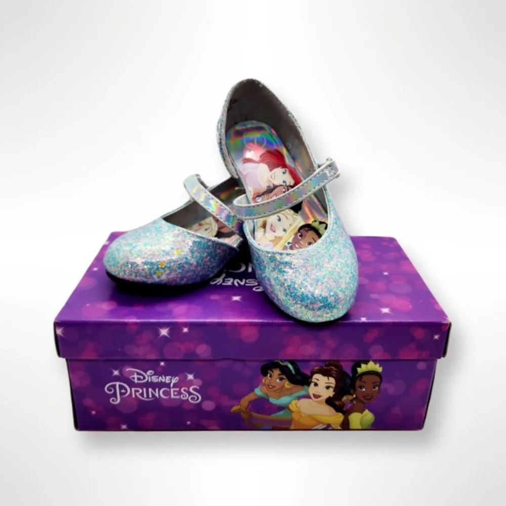 Disney Toddler Girls' Glittery  Princess Ballet Flats - Silver